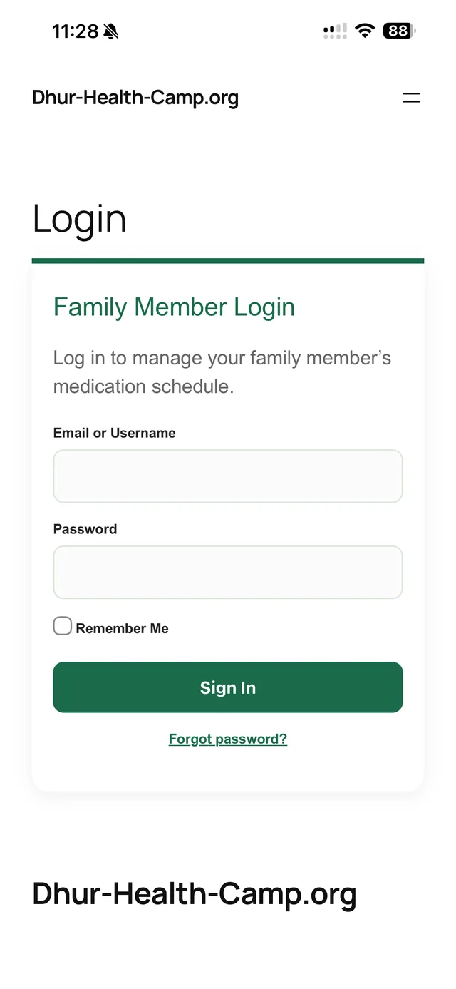 The family member login on a phone